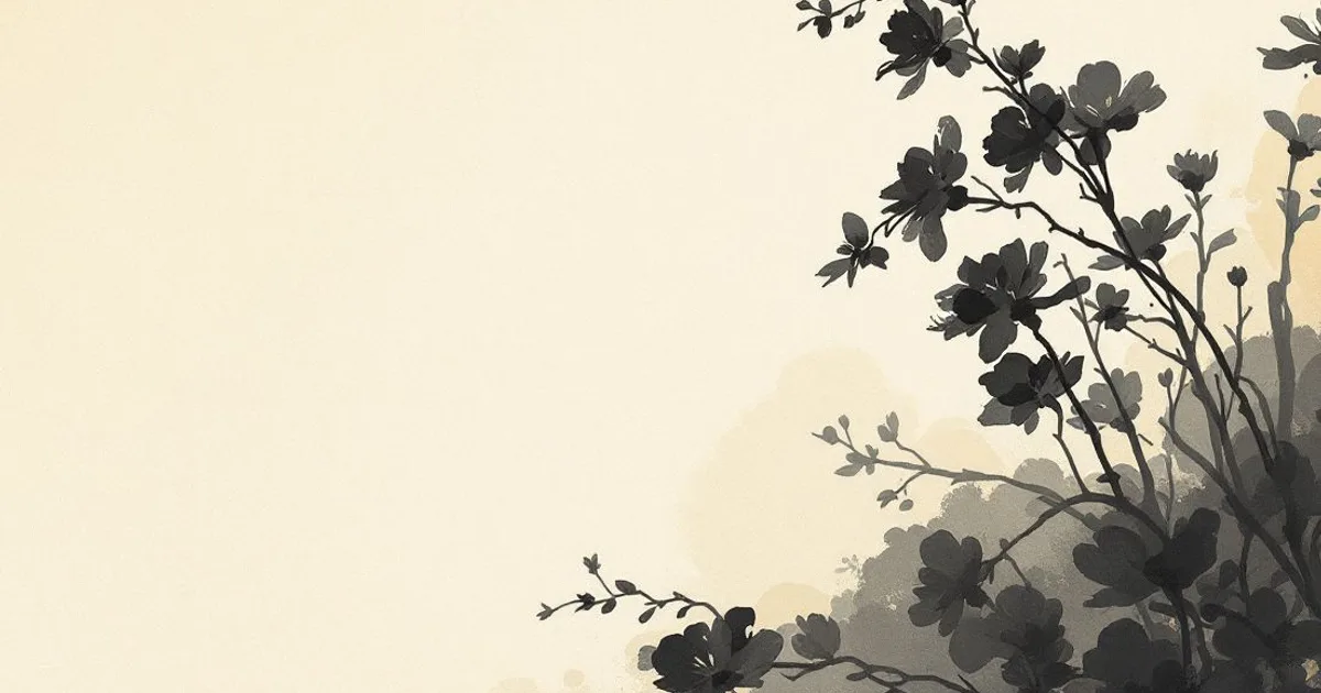 Sumi-e ink-wash illustration: an eight-spoked wheel suggested in a few ink strokes.