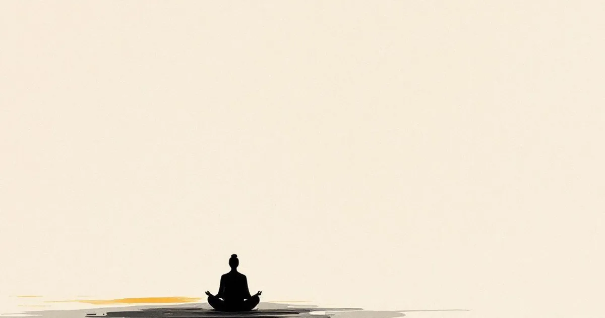 Sumi-e ink-wash illustration: an empty meditation seat.