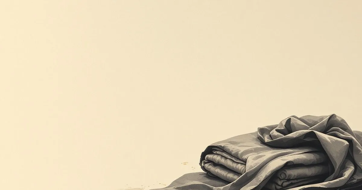 Sumi-e ink-wash illustration: a folded monastic robe at rest.
