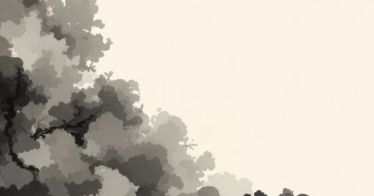 Sumi-e ink-wash illustration: one candle flame in stillness.